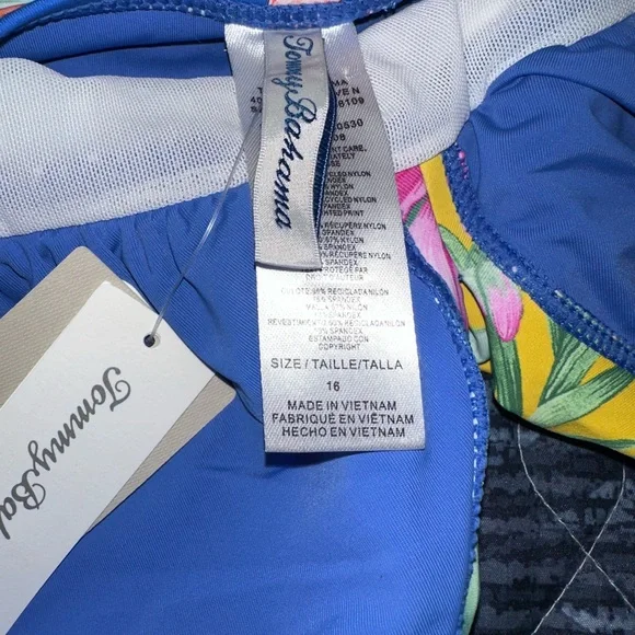 NWT Tommy BAHAMA Pearl Underwire Twist-Front One-Piece Swimsuit Palace Blue 16 - Picture 8 of 8